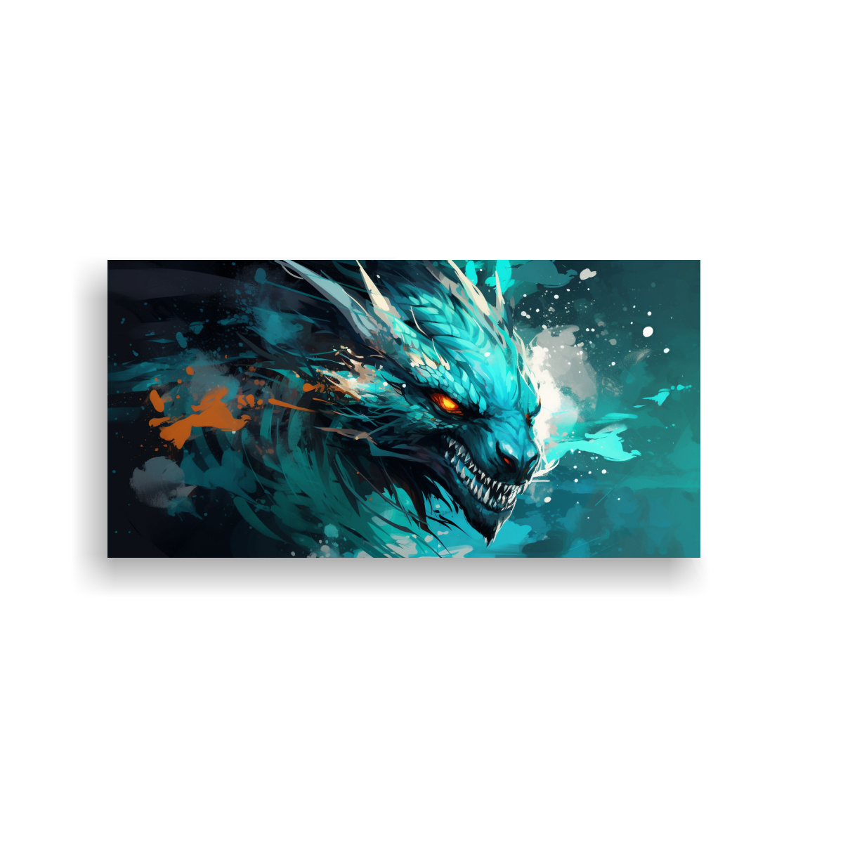 PINTURAS DECORATIVAS: DRAGÓN TURQUESA EN LÍNEAS 160X80 CM - 1
