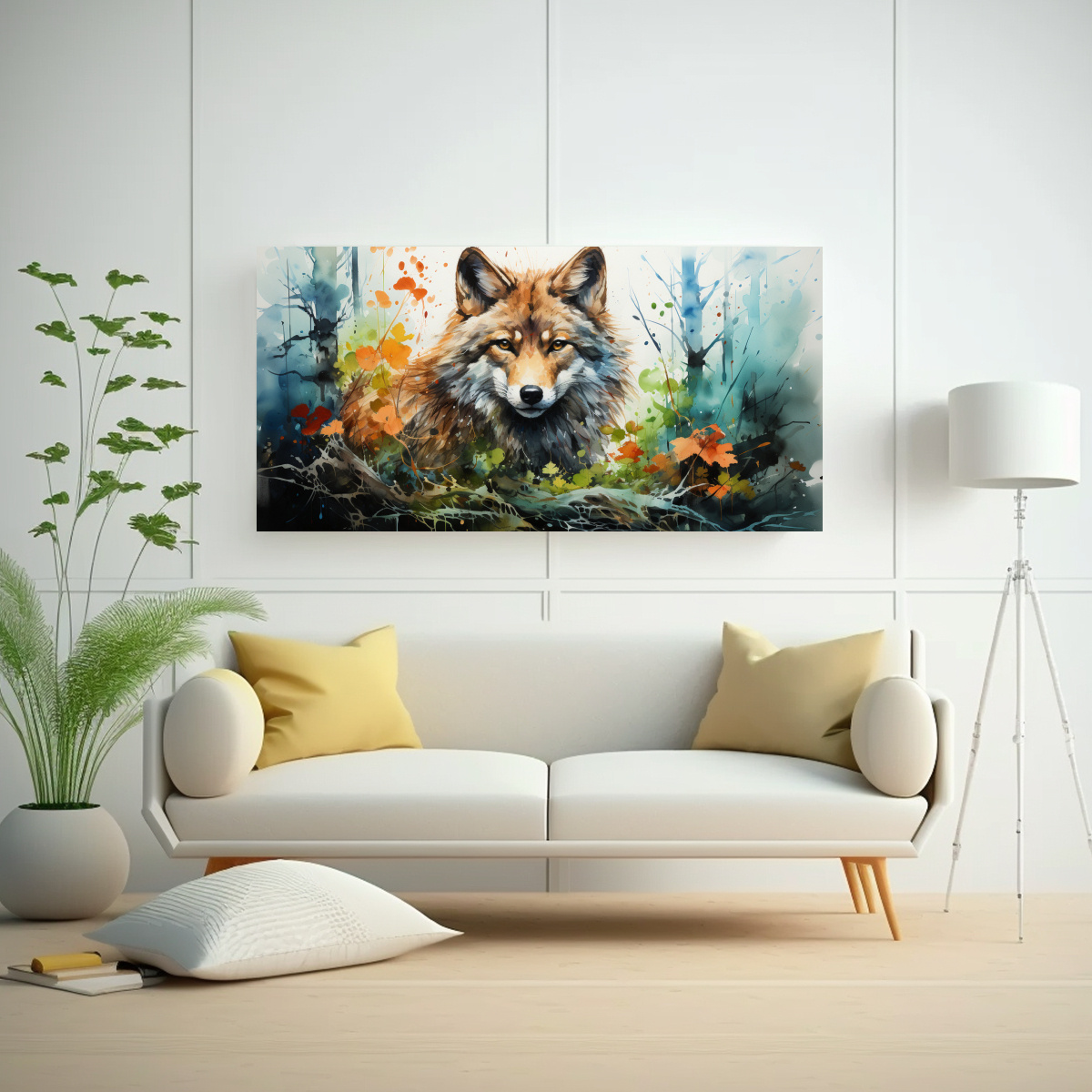 PINTURA EN ACUARELA COLORIDA DE ANIMALES DEL 140X70 CM - 2