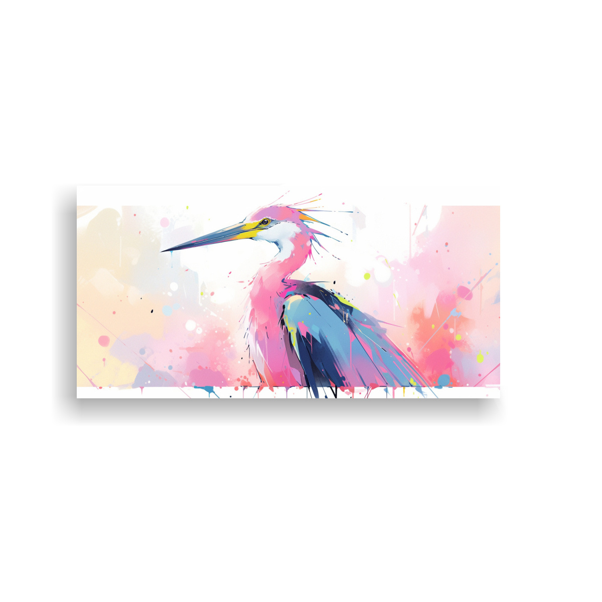 PINTURA DECORATIVA DE UN GARZA EN COLORES 100X50 CM - 1