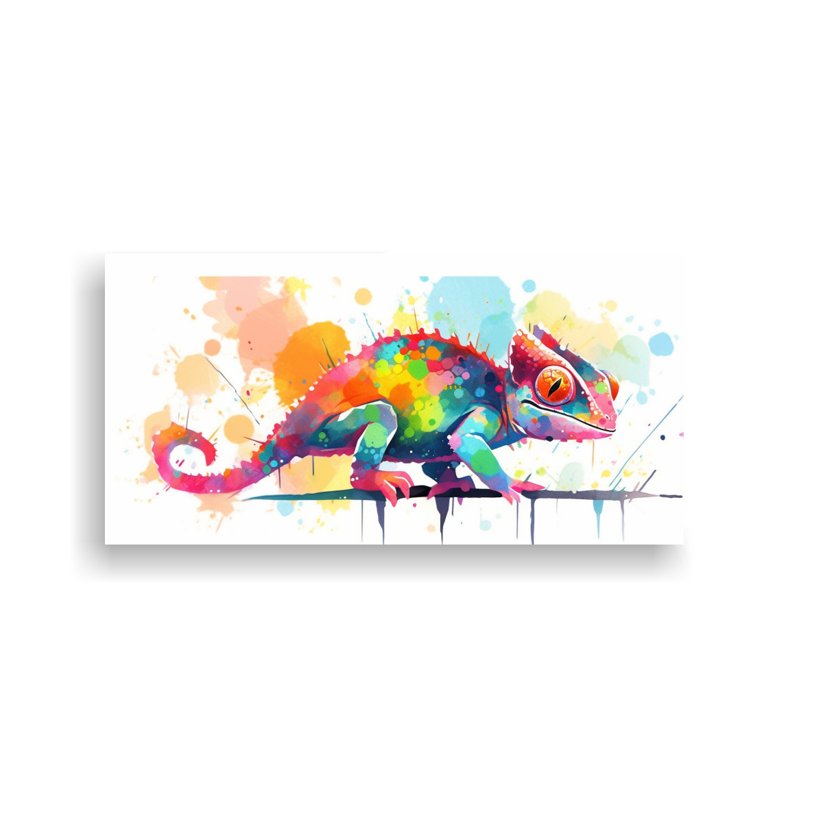 PINTURAS DECORATIVAS DE CAMALEONES EN ARCOÍRIS Y 120X60 CM - 1