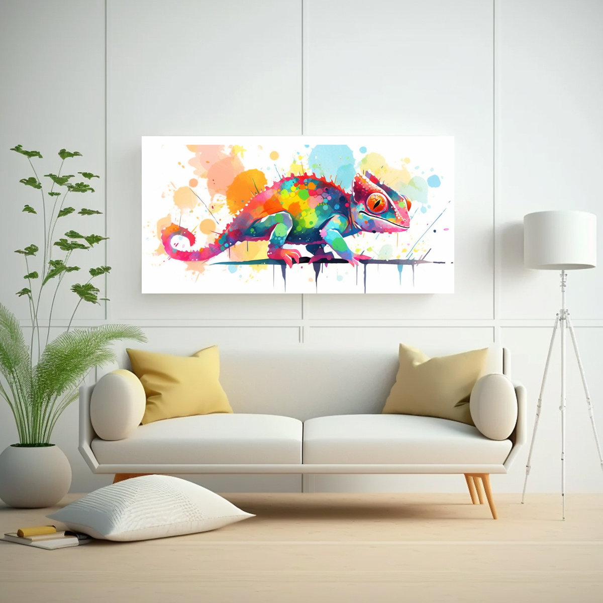 PINTURAS DECORATIVAS DE CAMALEONES EN ARCOÍRIS Y 120X60 CM - 2