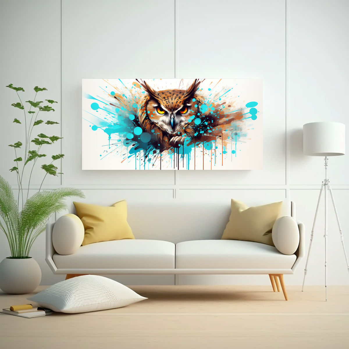 CUADRO DECORATIVO MODERNO DE BÚHO EN COLORES 120X60 CM - 2
