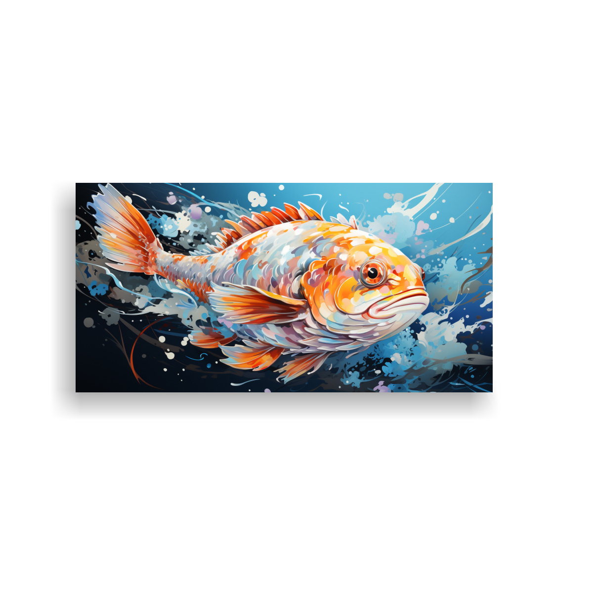 CUADRO MINIMALISTA PUFFER FISH EN COLORES AQUA 40X20 CM - 1