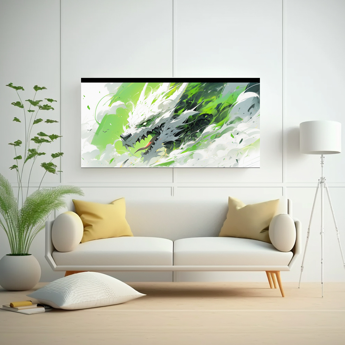 PINTURA DECORATIVA DE ARTE POP DE UN DRAGÓN EN 140X70 CM - 2
