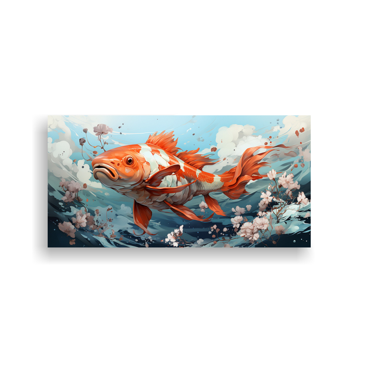 CUADRO DECORATIVO: KOI EN COLORES MENTA ESTILO 160X80 CM - 1