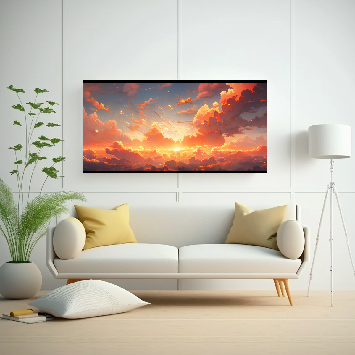PINTURA DE CUADRO TEMÁTICA AMANECER Y ATARDECER 60X30 CM - 2