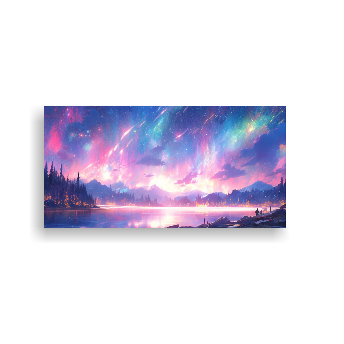 CUADRO ABSTRACTO ECONÓMICO AURORA BOREAL 120X60 CM - 1