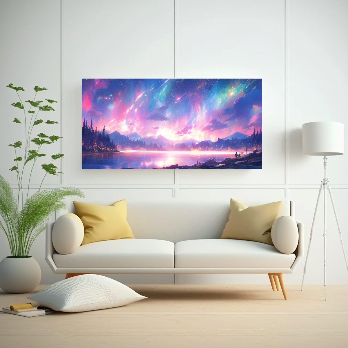 CUADRO ABSTRACTO ECONÓMICO AURORA BOREAL 120X60 CM - 2