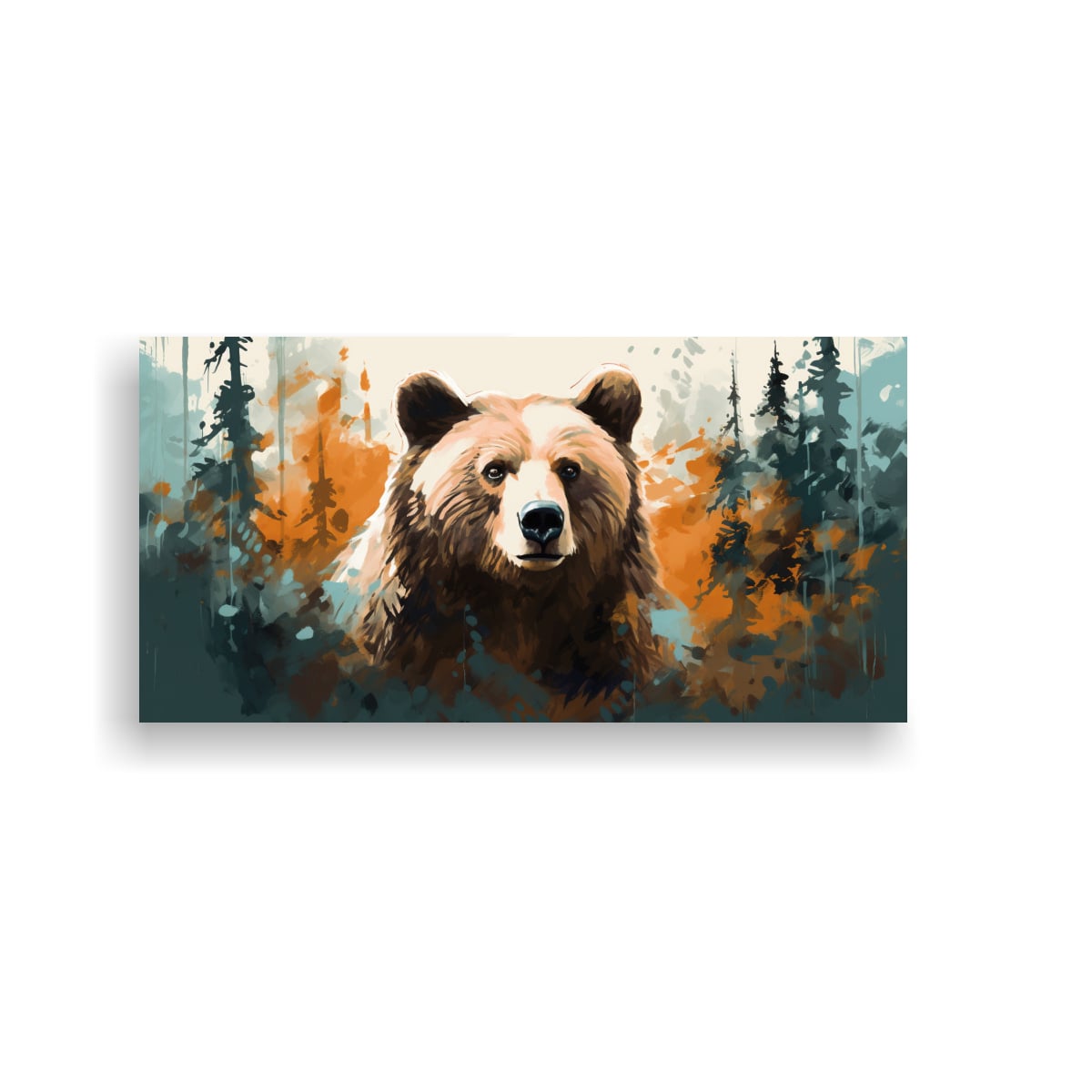 PINTURA MODERNA DE UN OSO EN TONOS TAN Y 40X20 CM - 1