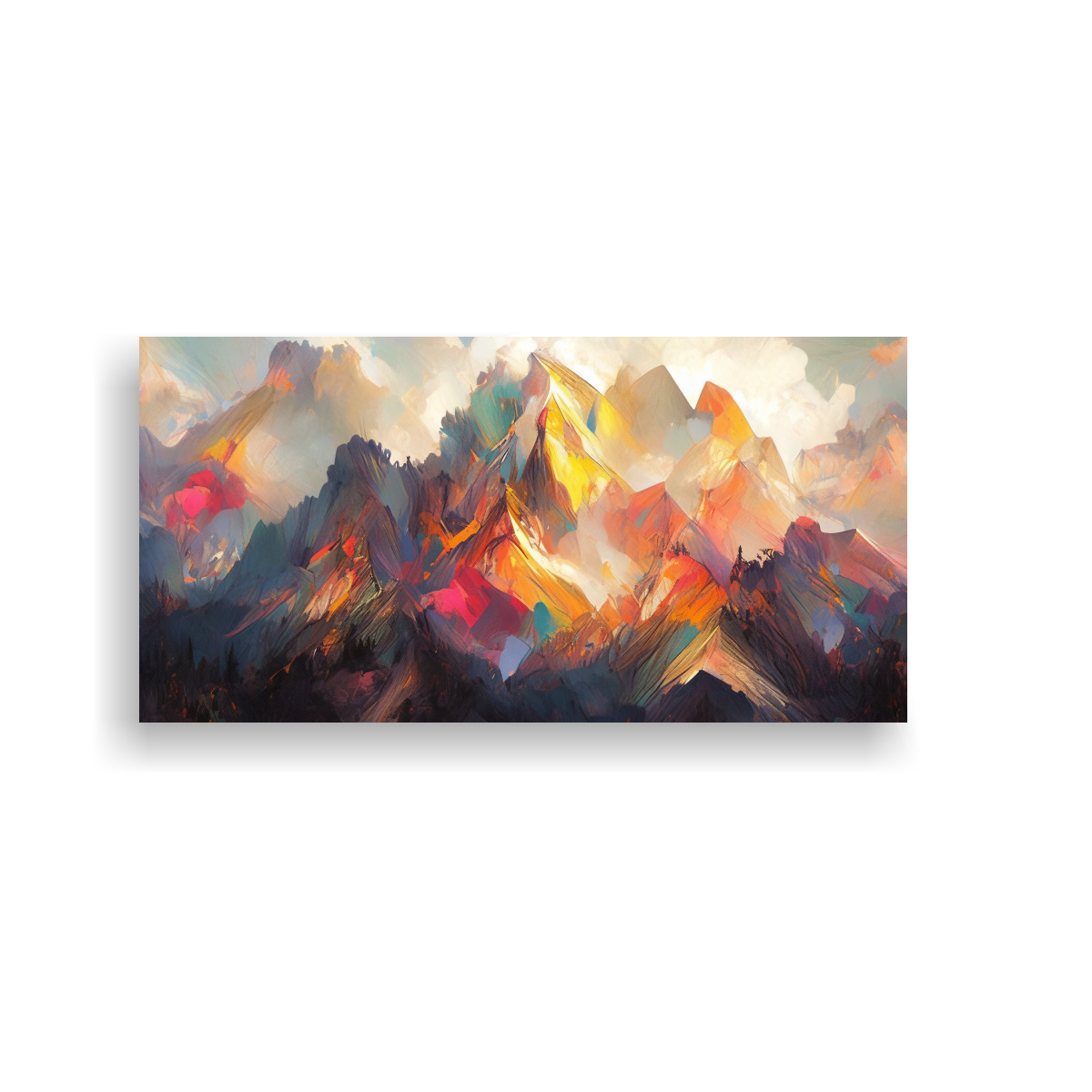 PINTURA CUADRO MONTANAS FAMOSAS CON ARCOIRIS Y 40X20 CM
