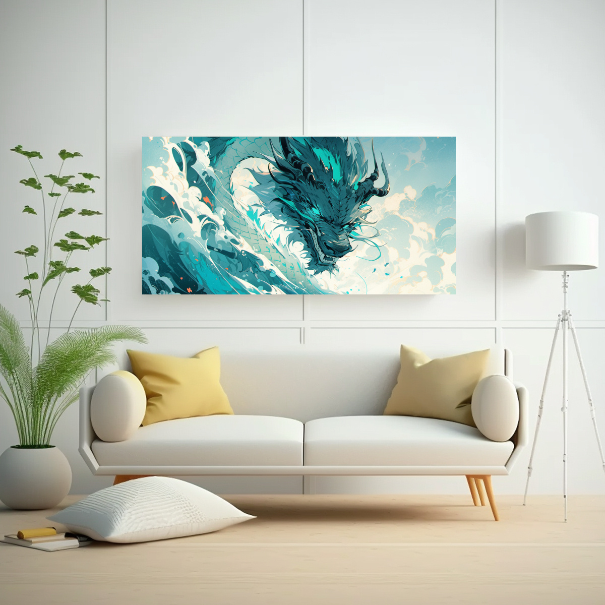 PINTURAS DECORATIVAS DE BELLEZA DE UN DRAGÓN EN 40X20 CM - 2