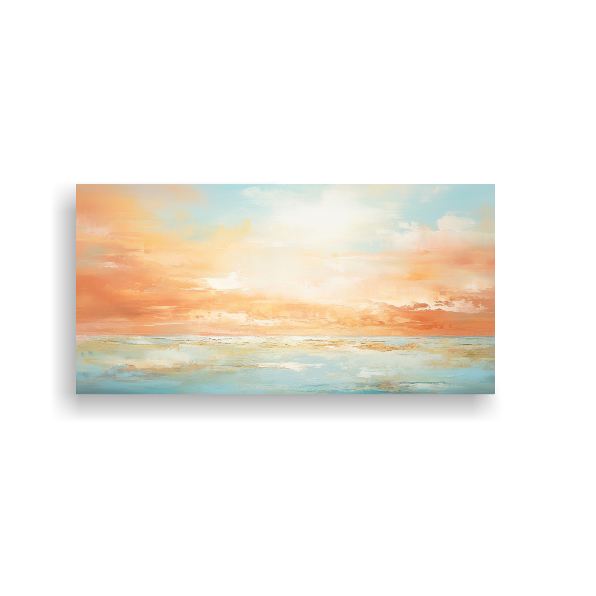 CUADRO ABSTRACTO MAR Y CIELO CON COLORES NARANJAS 60X30 CM - 1