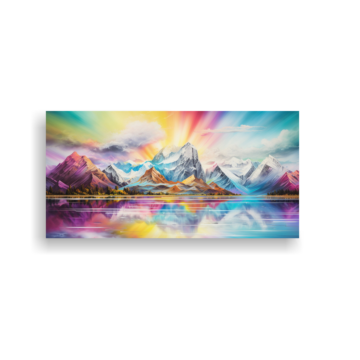 PINTURA DECORATIVA PAISAJE MONTAÑAS CON 100X50 CM - 1