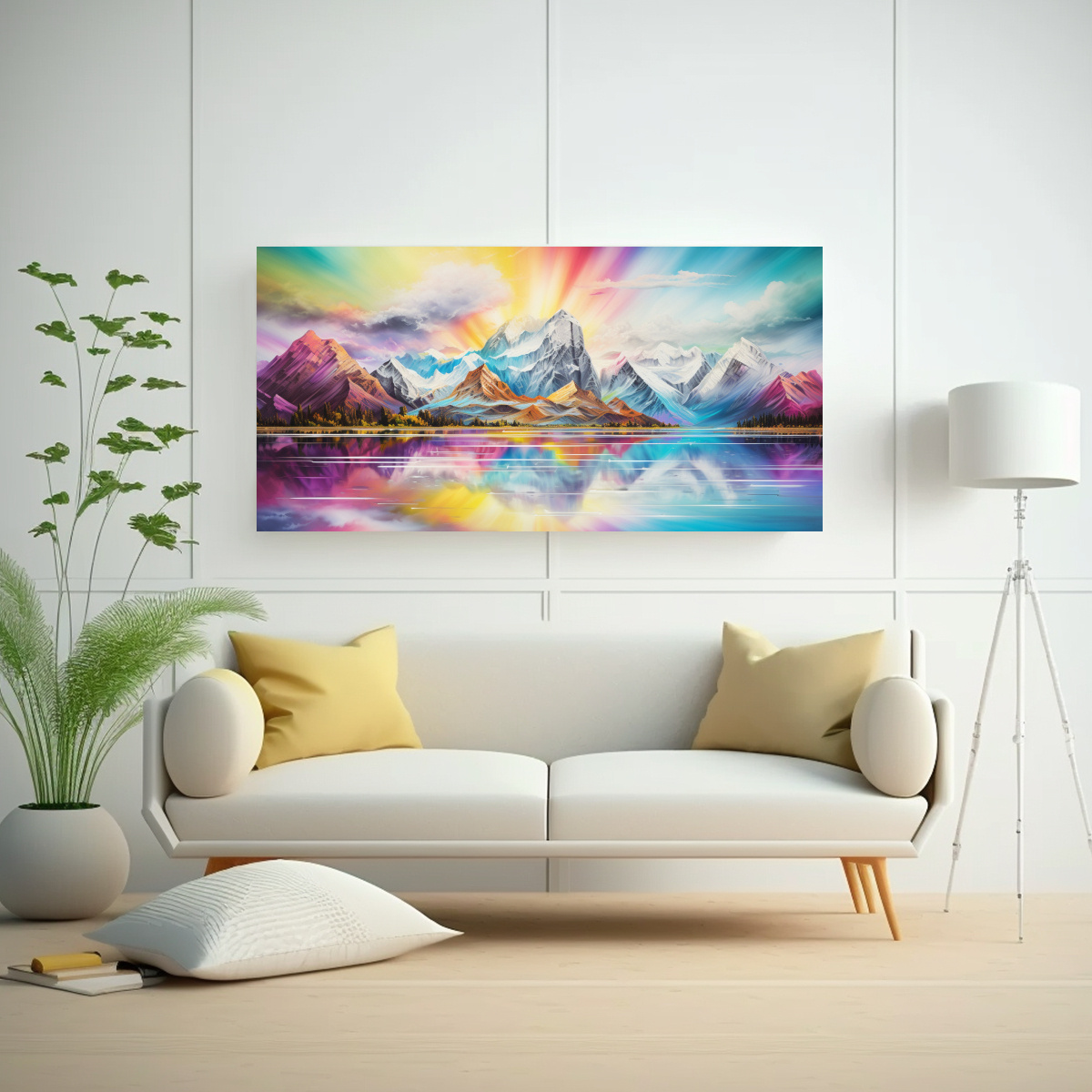 PINTURA DECORATIVA PAISAJE MONTAÑAS CON 100X50 CM - 2