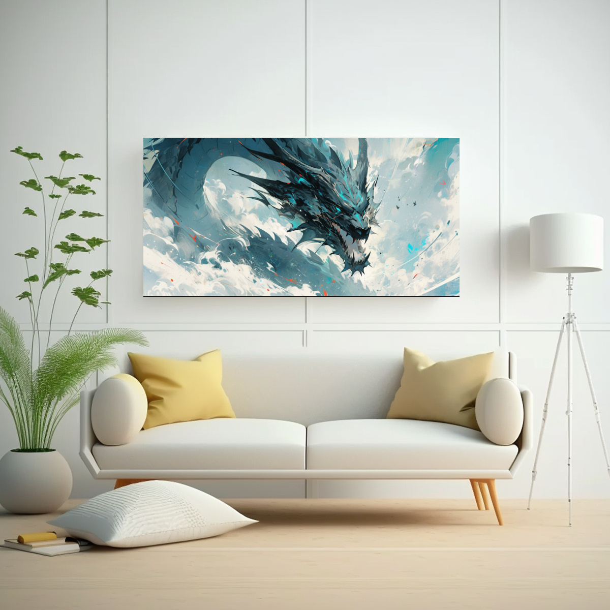 PINTURA VANGUARDIA DRAGÓN EN ACUARELAS Y COLORES 100X50 CM - 2