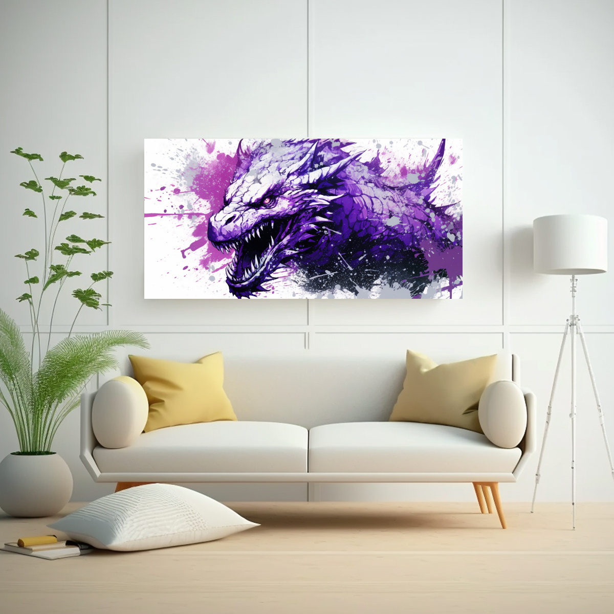 PINTURAS DECORATIVAS DE DRAGÓN EN TONOS MORADO Y 140X70 CM - 2