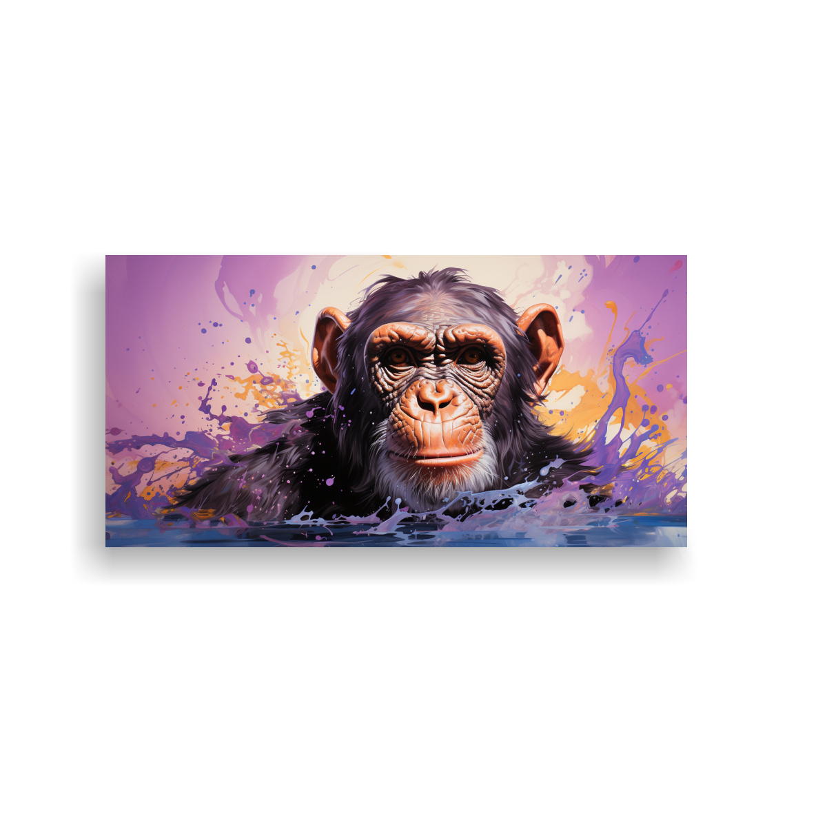 CUADRO MODERNO CHIMPANCÉ EN COLORES BERENJENA Y 80X40 CM - 1