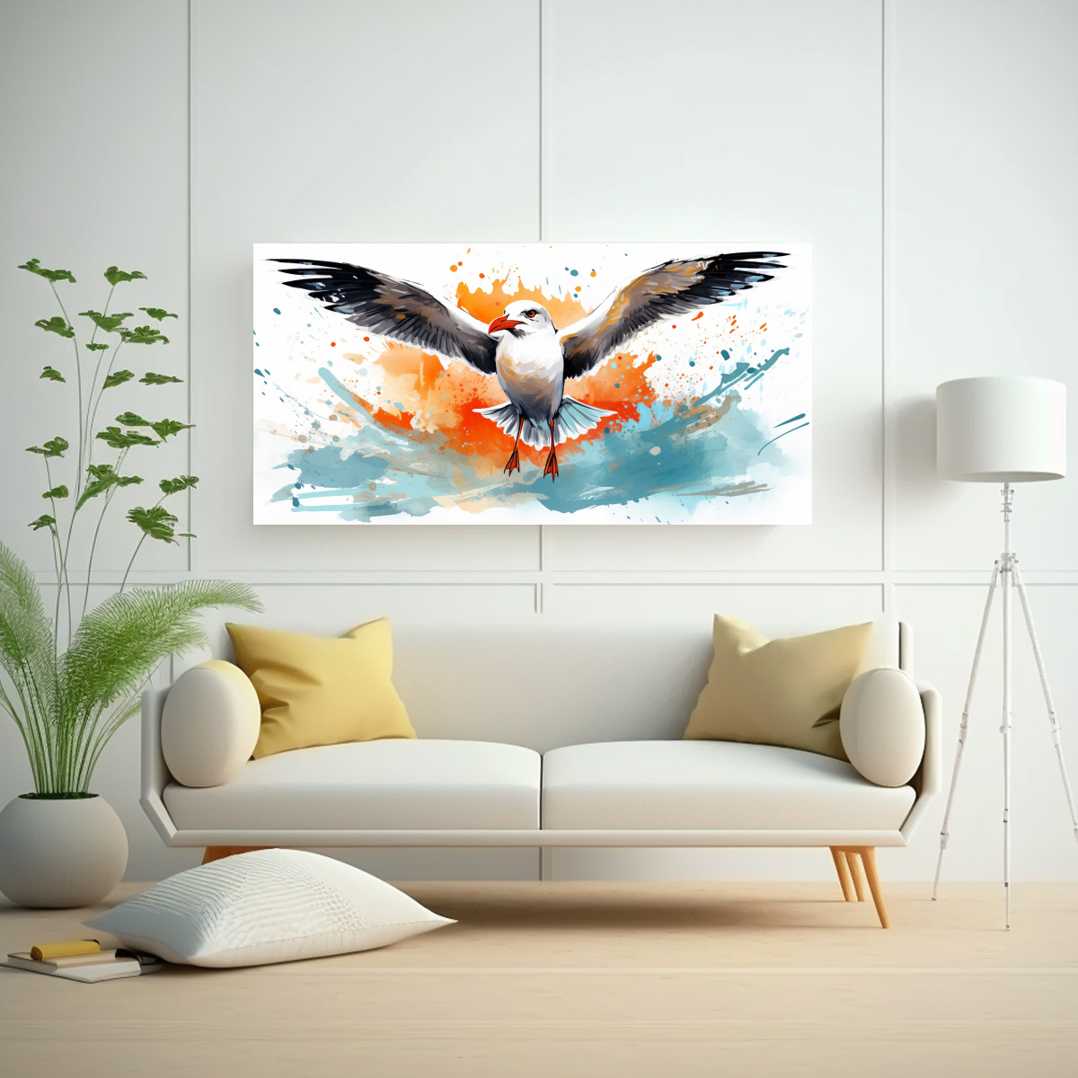 CUADRO DISEÑO GAMA DE COLORES: UNA GAVIOTA EN 140X70 CM - 2
