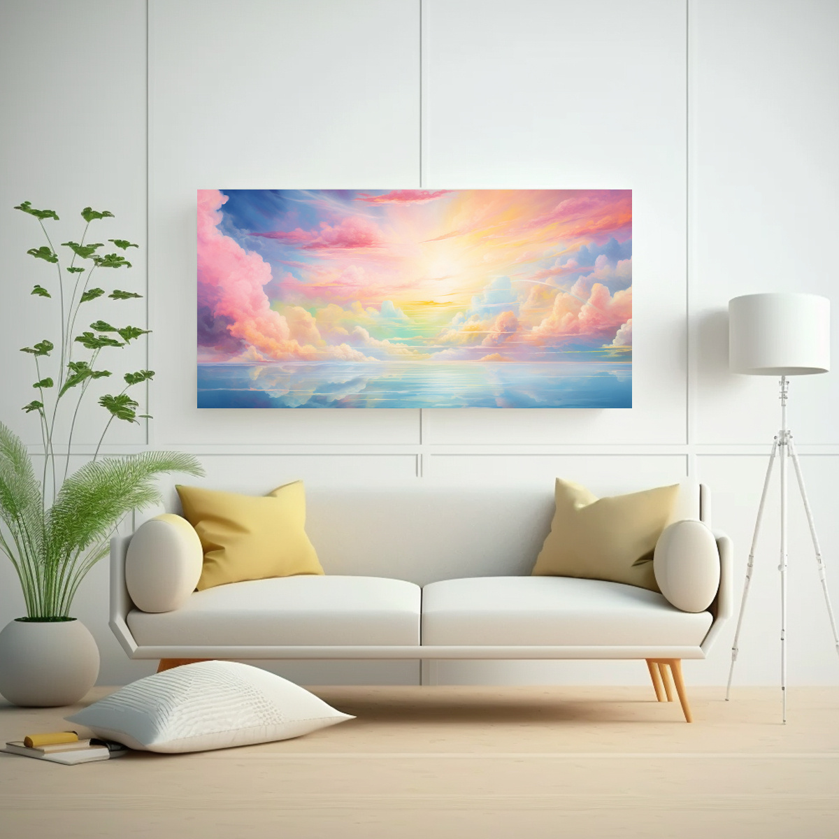 CUADRO ABSTRACTO ARMONÍA CROMÁTICA CIELO 100X50 CM - 2