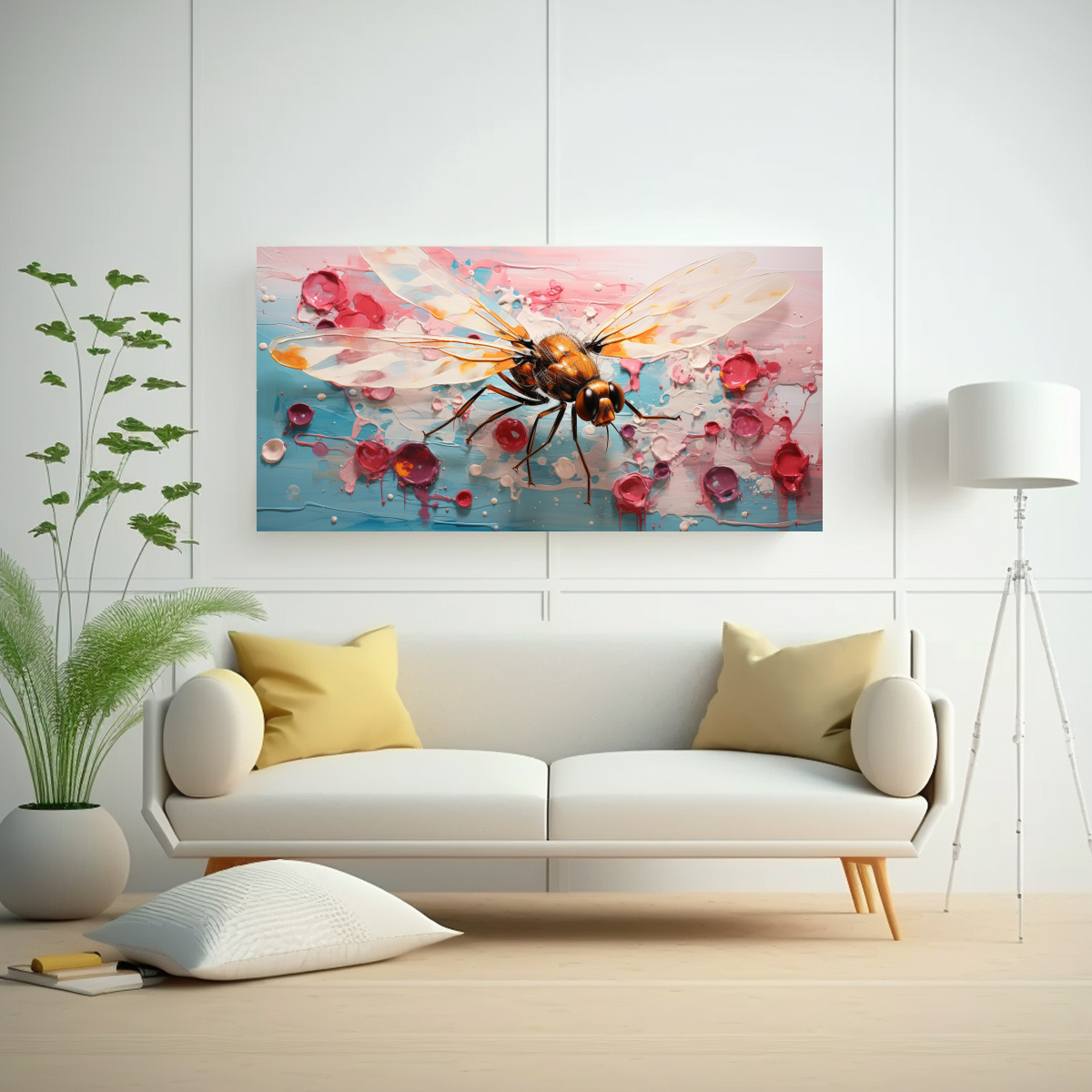 CUADRO ACUARELA TEMÁTICA FLY EN ALABASTRO Y 160X80 CM - 2
