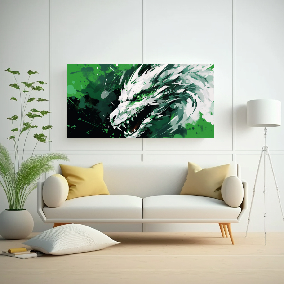 PINTURAS DECORATIVAS MODERNAS DE DRAGÓN EN VERDE 40X20 CM - 2