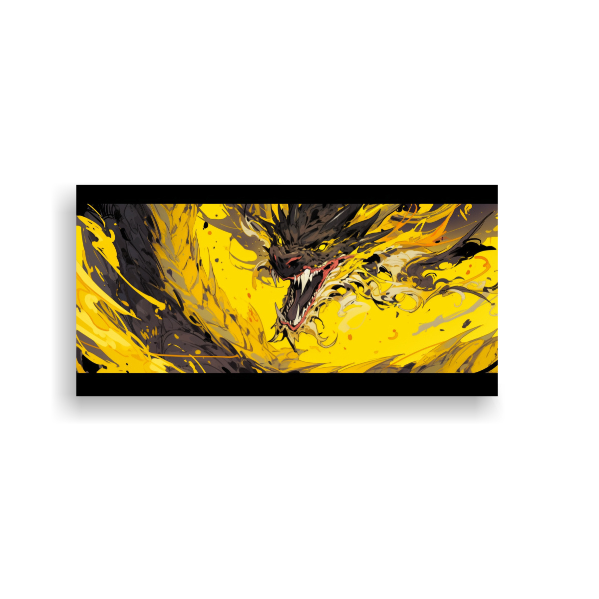 CUADRO MODERNO: DRAGÓN AMARILLO EN BASTIDOR 80X40 CM - 1
