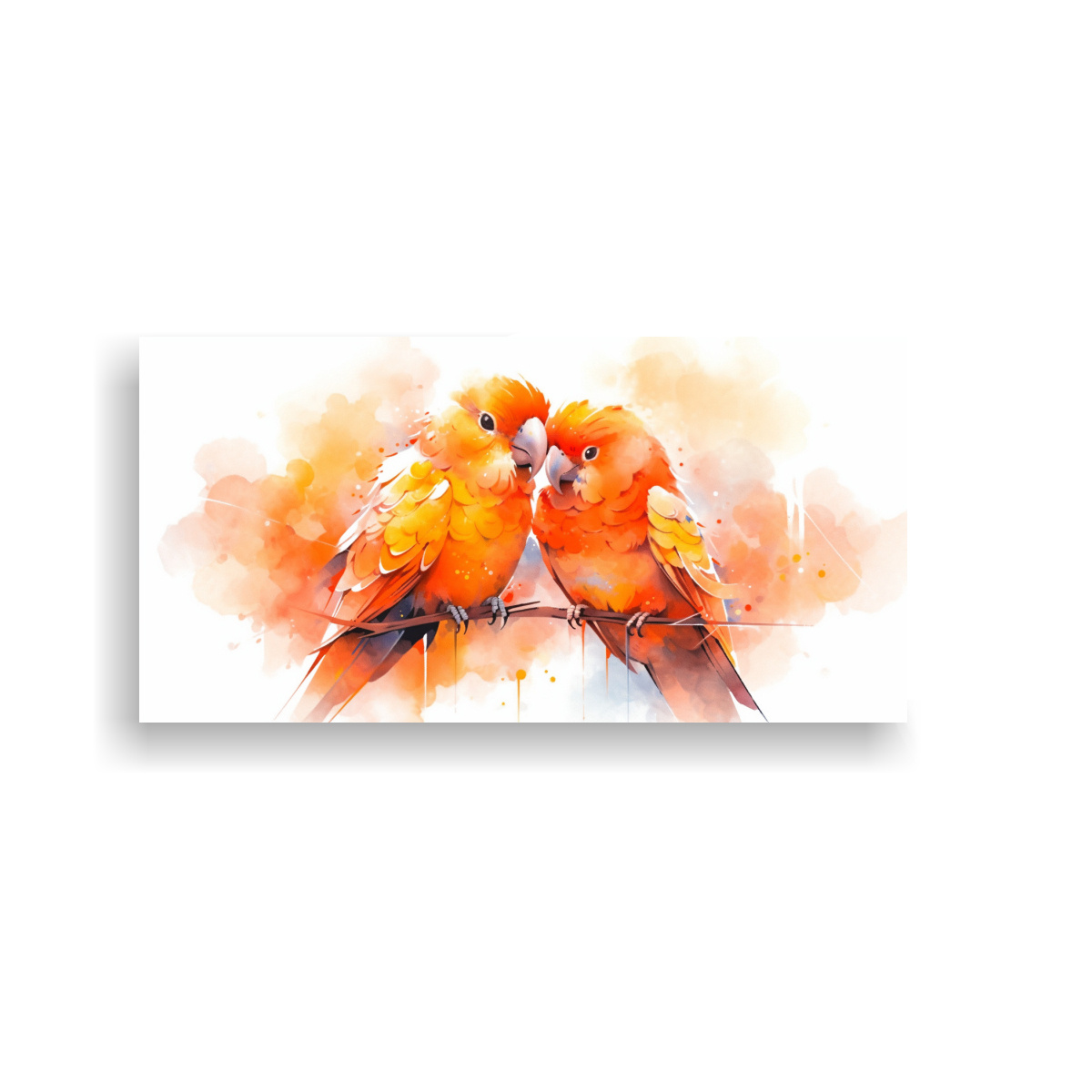 PINTURA DE PARED ALEGRE: DOS LOVEBIRDS EN 160X80 CM - 1