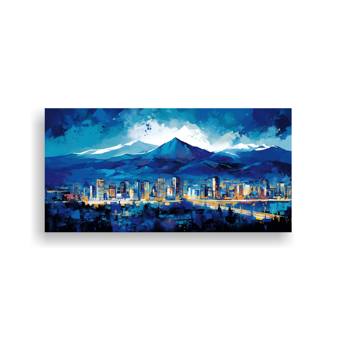 LIENZO MODERNO VIDA EN SANTIAGO, CHILE, TONOS 80X40 CM - 1