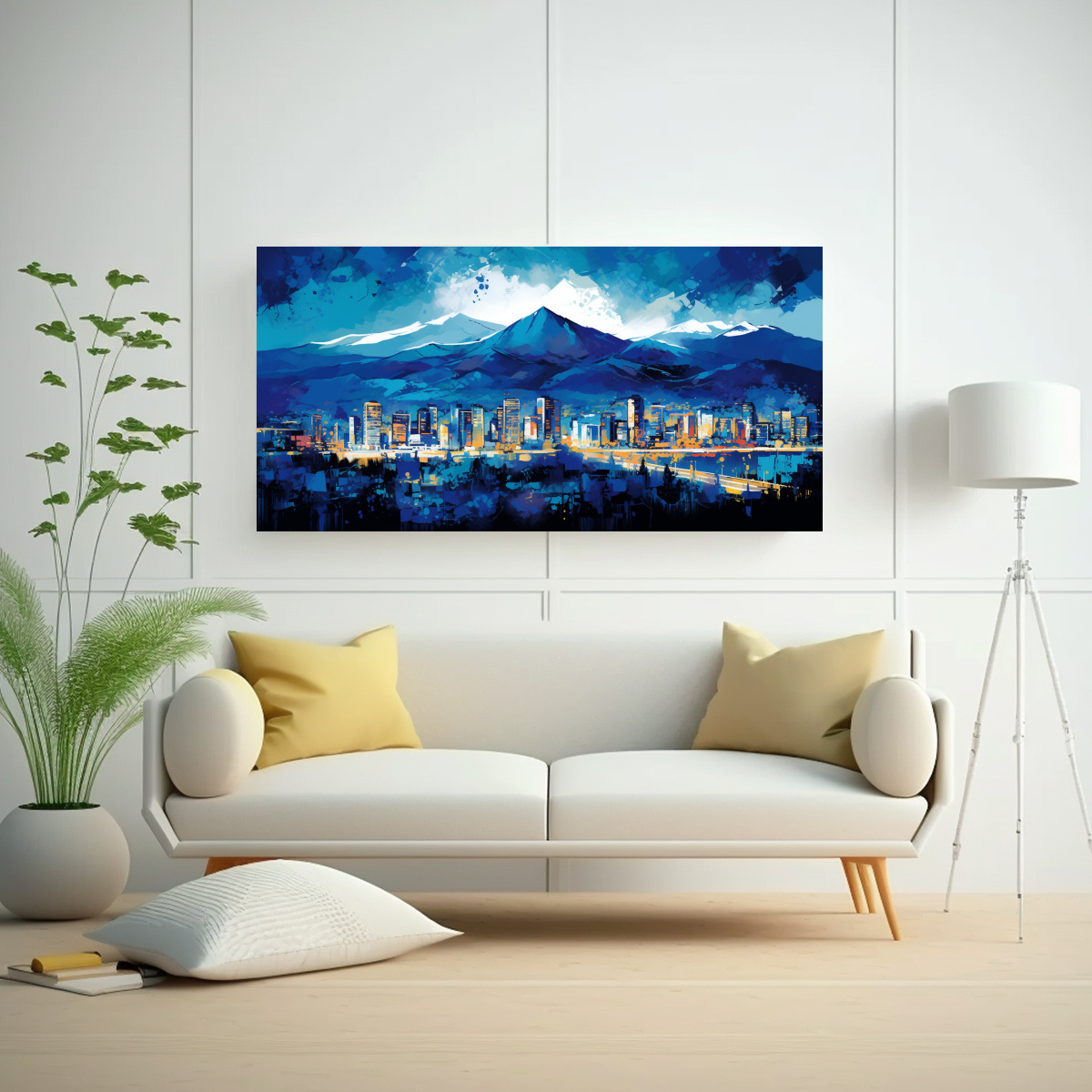 LIENZO MODERNO VIDA EN SANTIAGO, CHILE, TONOS 80X40 CM - 2
