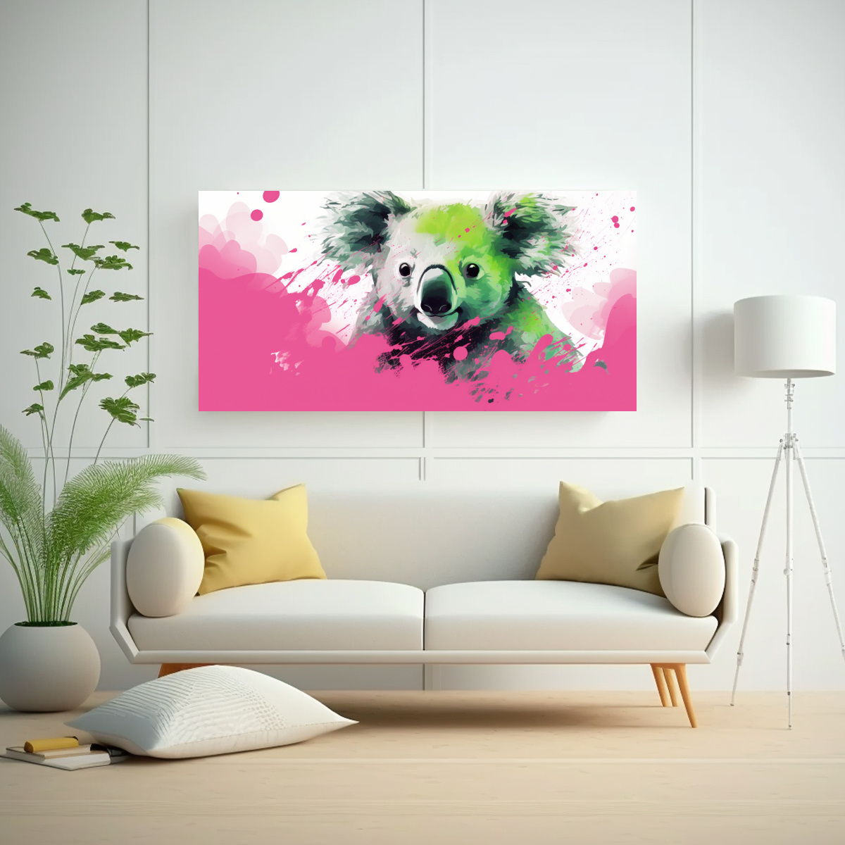 CUADRO CUADRO RELIEVE KOALAS EN VERDE Y ROSA 100X50 CM - 2