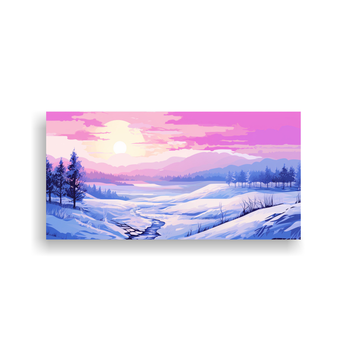 PAISAJE INVERNAL CON COLORES PÚRPURAS ARTE DE 40X20 CM - 1