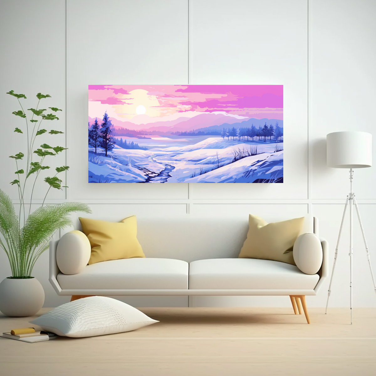 PAISAJE INVERNAL CON COLORES PÚRPURAS ARTE DE 40X20 CM - 2