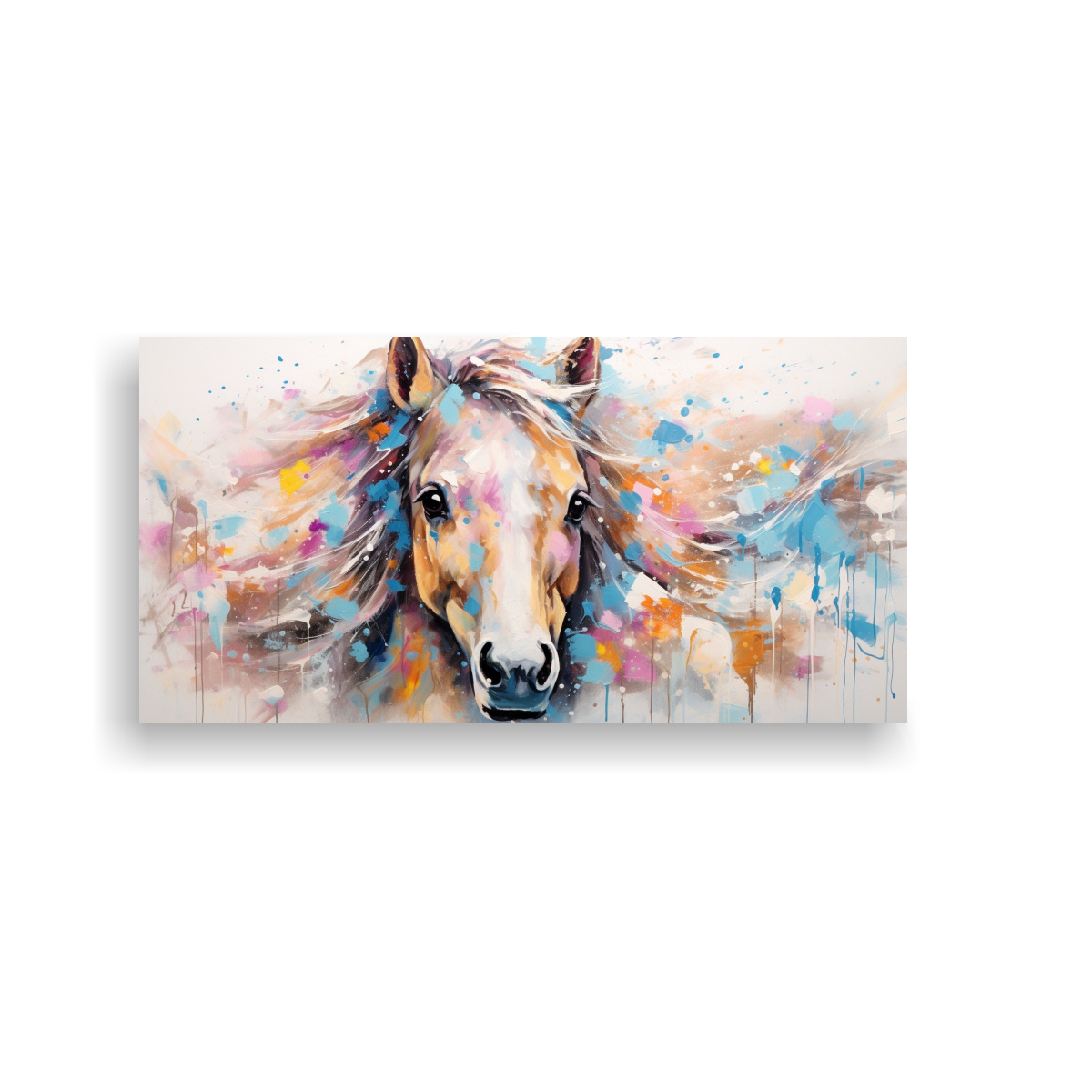 PINTURAS DECORATIVAS DE CABALLO EN MINIATURA EN 40X20 CM - 1