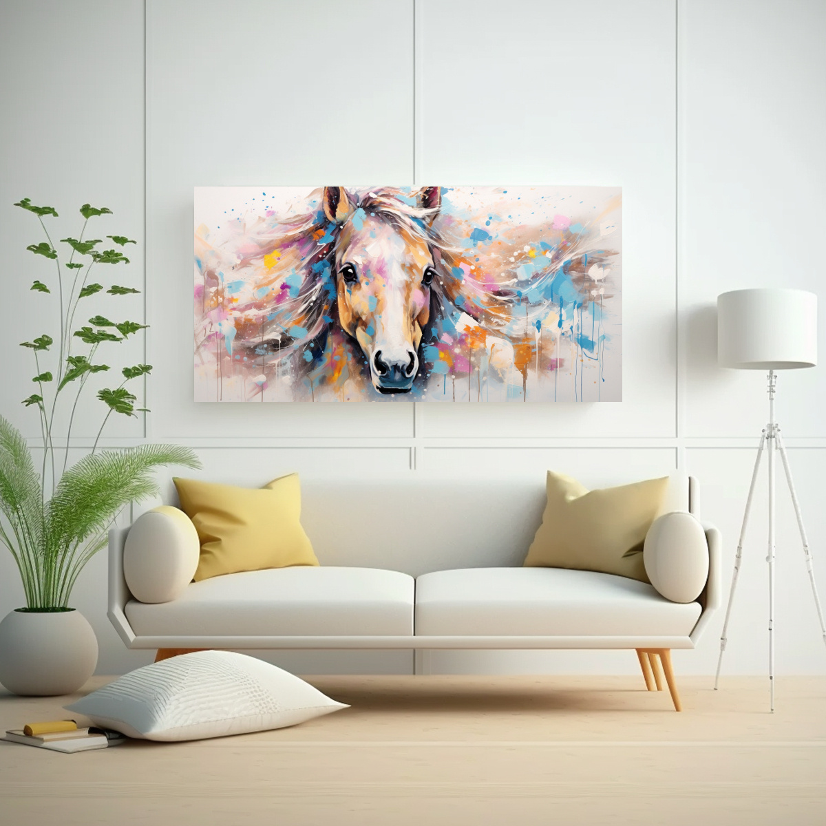 PINTURAS DECORATIVAS DE CABALLO EN MINIATURA EN 40X20 CM - 2