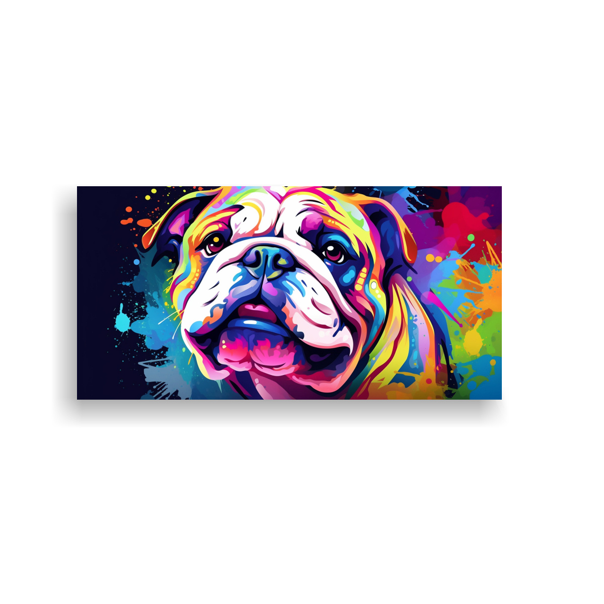 CUADRO BULLDOG ARCOÍRIS ESTILO NEO POP, 80X40 CM - 1