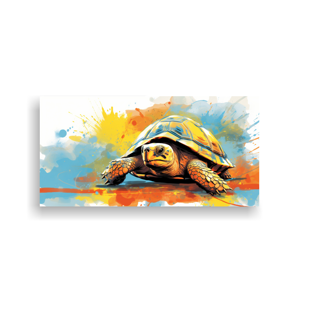 PINTURA DE PARED ABSTRACTA CON TORTUGA EN TONOS 160X80 CM - 1