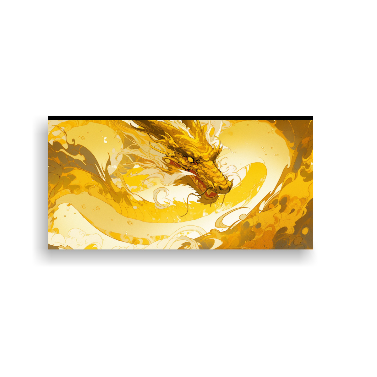 CUADRO IMPRESO ESTRELLADOS: DRAGÓN EN AMARILLO Y 120X60 CM - 1
