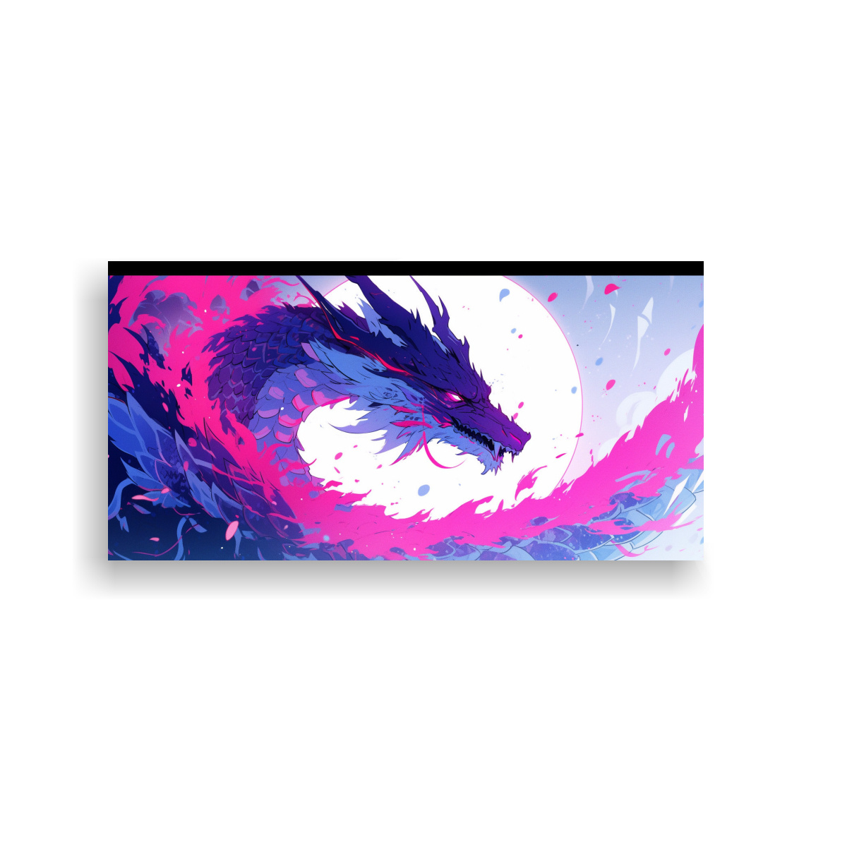 PINTURAS DECORATIVAS: DRAGÓN EN TONOS ROSA Y 80X40 CM - 1