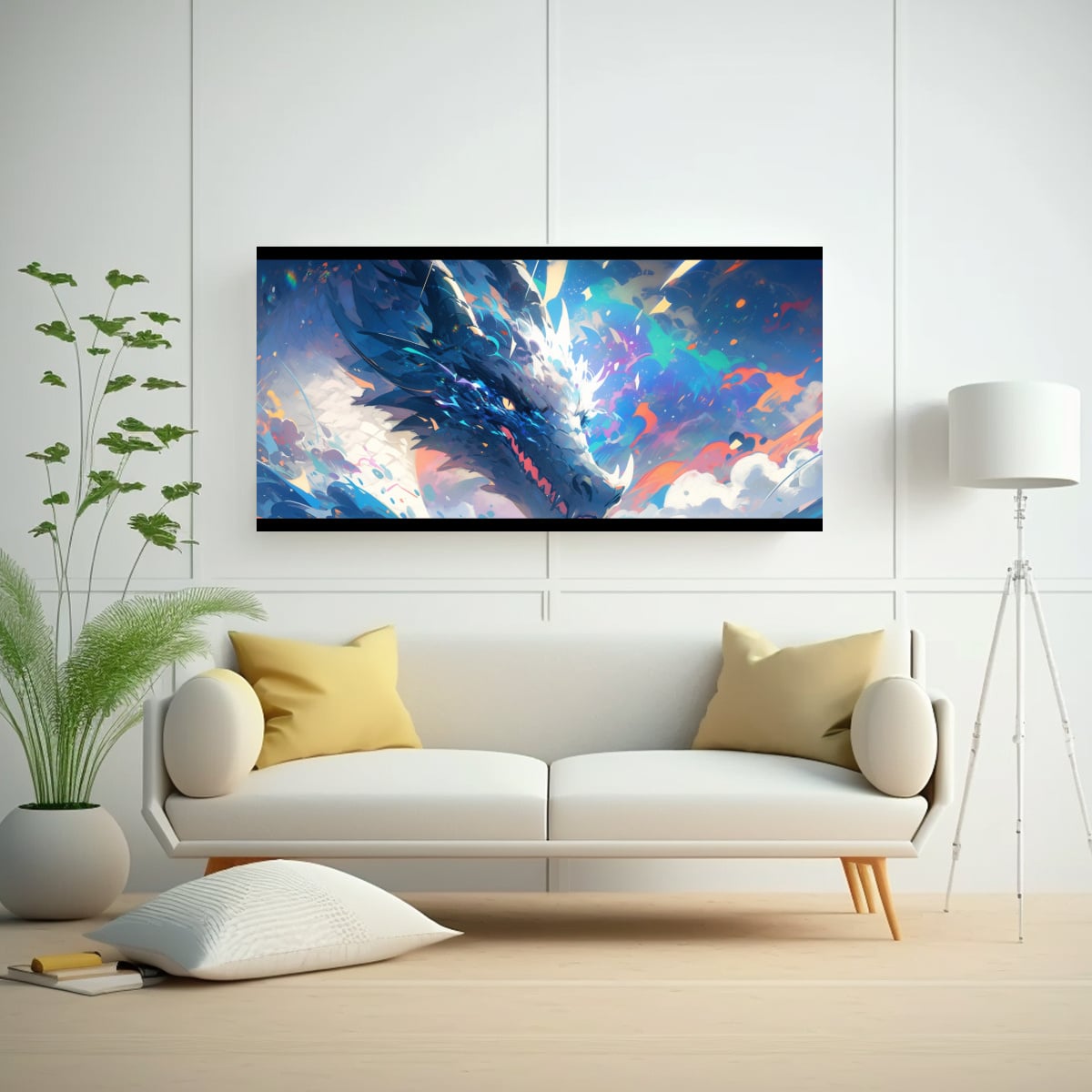 CUADRO EN BASTIDOR ESTILO GALERÍA: DRAGÓN EN 100X50 CM - 2