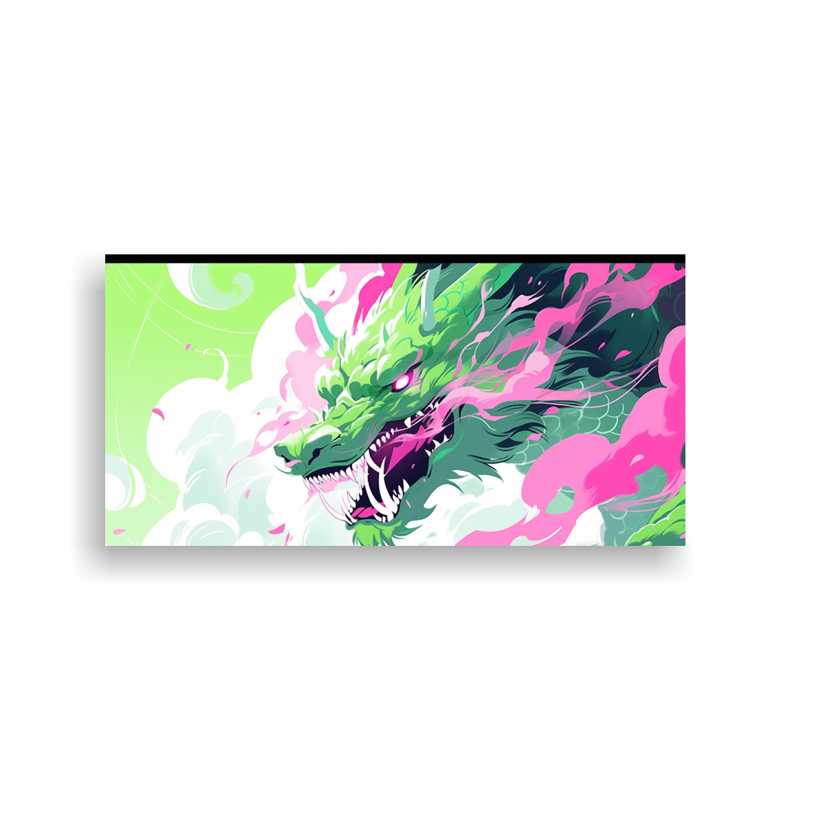 CUADRO IMPRESO DRAGÓN VERDE Y ROSA NEONOIR 100X50 CM - 1