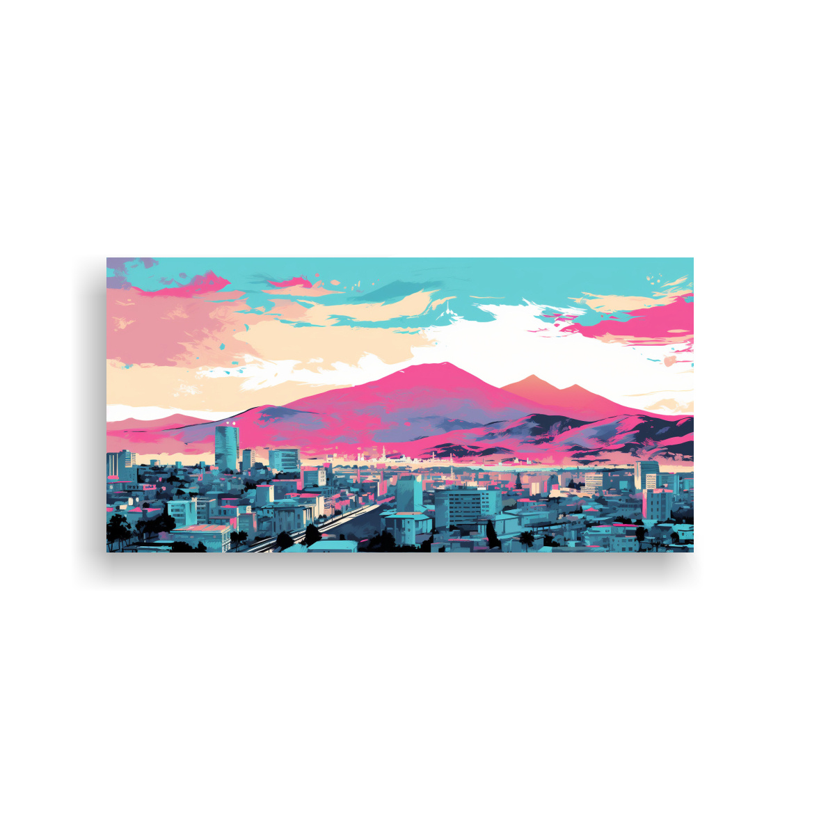 PINTURA MURAL DE ACUARELA EN SANTIAGO, CHILE EN 60X30 CM - 1
