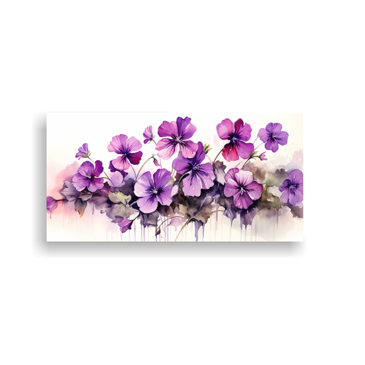 CUADRO CONCEPTUAL: FLORES PÚRPURAS Y NEGRAS EN 80X40 CM - 1