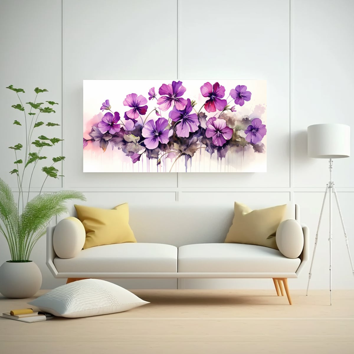 CUADRO CONCEPTUAL: FLORES PÚRPURAS Y NEGRAS EN 80X40 CM - 2