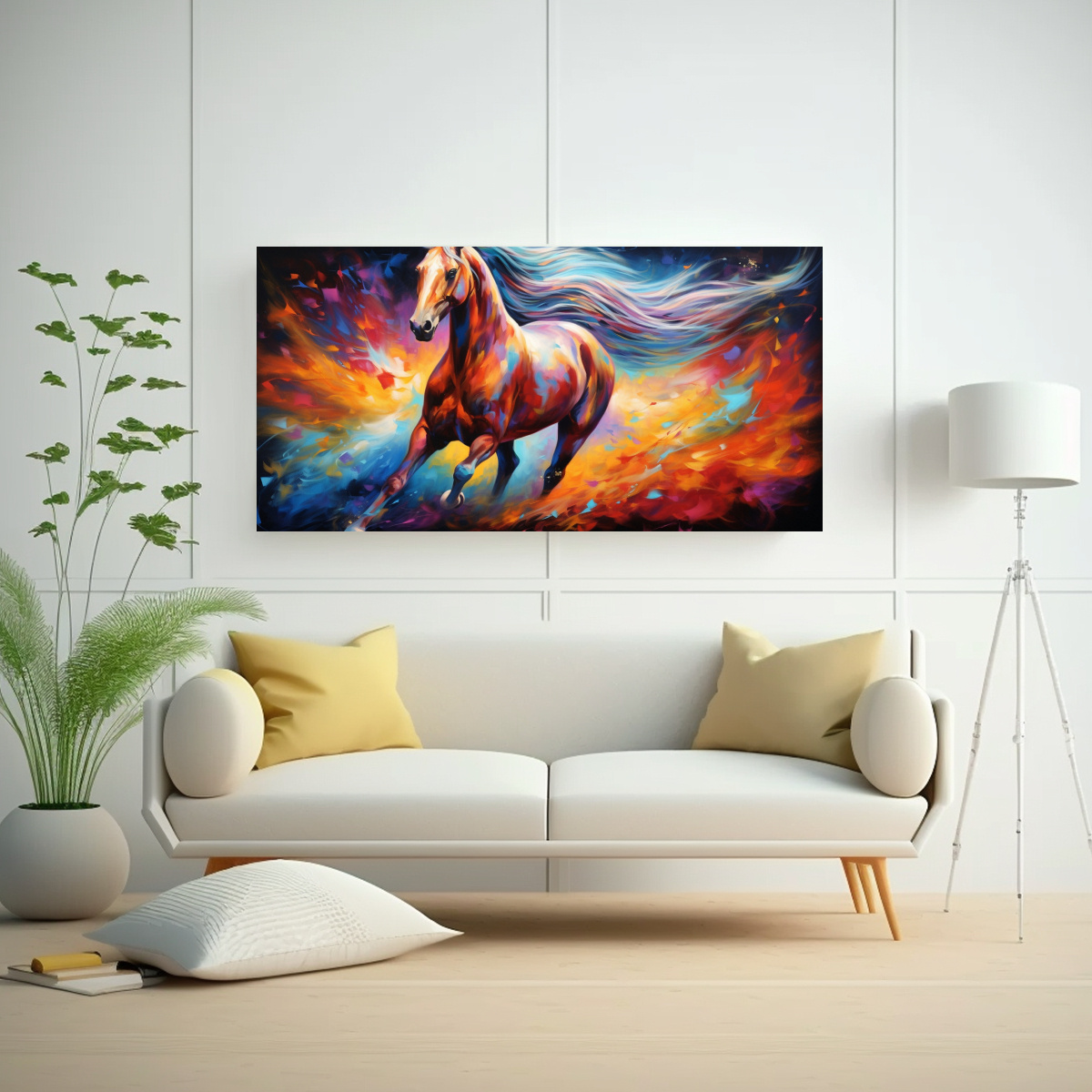 PINTURA AL ESTILO ÓLEO ESTILO ÁRABE CABALLO 60X30 CM - 2