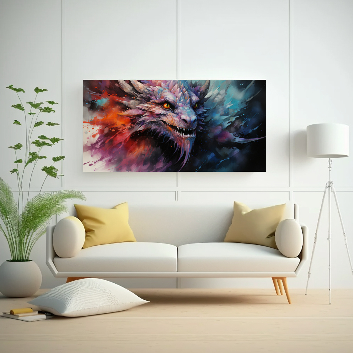 CUADRO PATRÓN DE DRAGÓN COLORIDO EN ESTILO 160X80 CM - 2