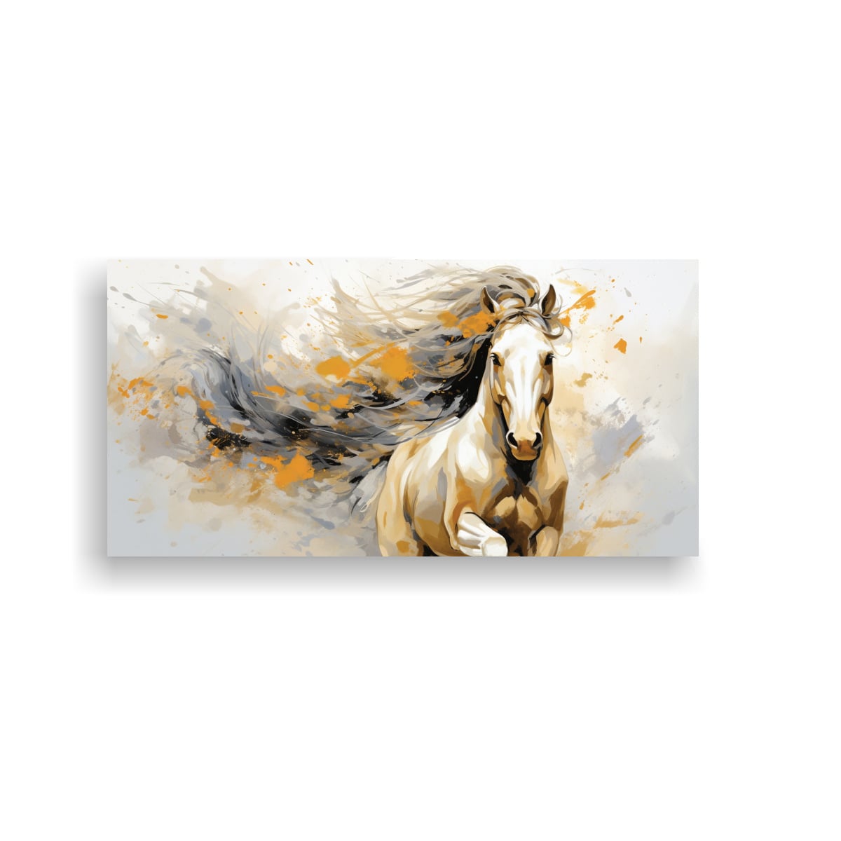 LIENZO DE TELA IMPRESO MÁGICO CABALLO FRISÓN EN 100X50 CM - 1