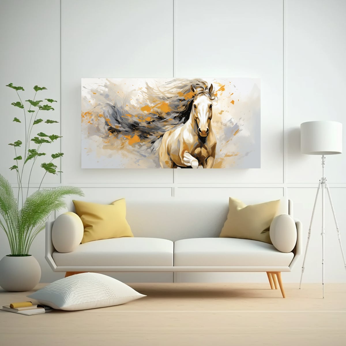 LIENZO DE TELA IMPRESO MÁGICO CABALLO FRISÓN EN 100X50 CM - 2