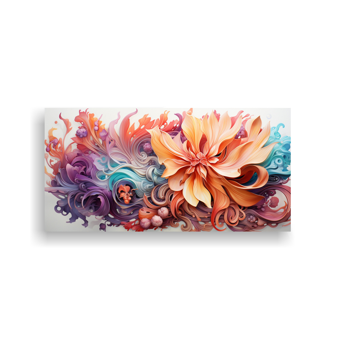 PINTURA ACUARELA ESTILO NUDIBRANQUIO COLORIDO 120X60 CM - 1