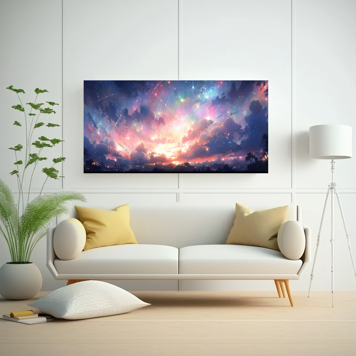 PINTURA DECORATIVA DE ARTE FINA: NOCHE ESTRELLADA 100X50 CM - 2