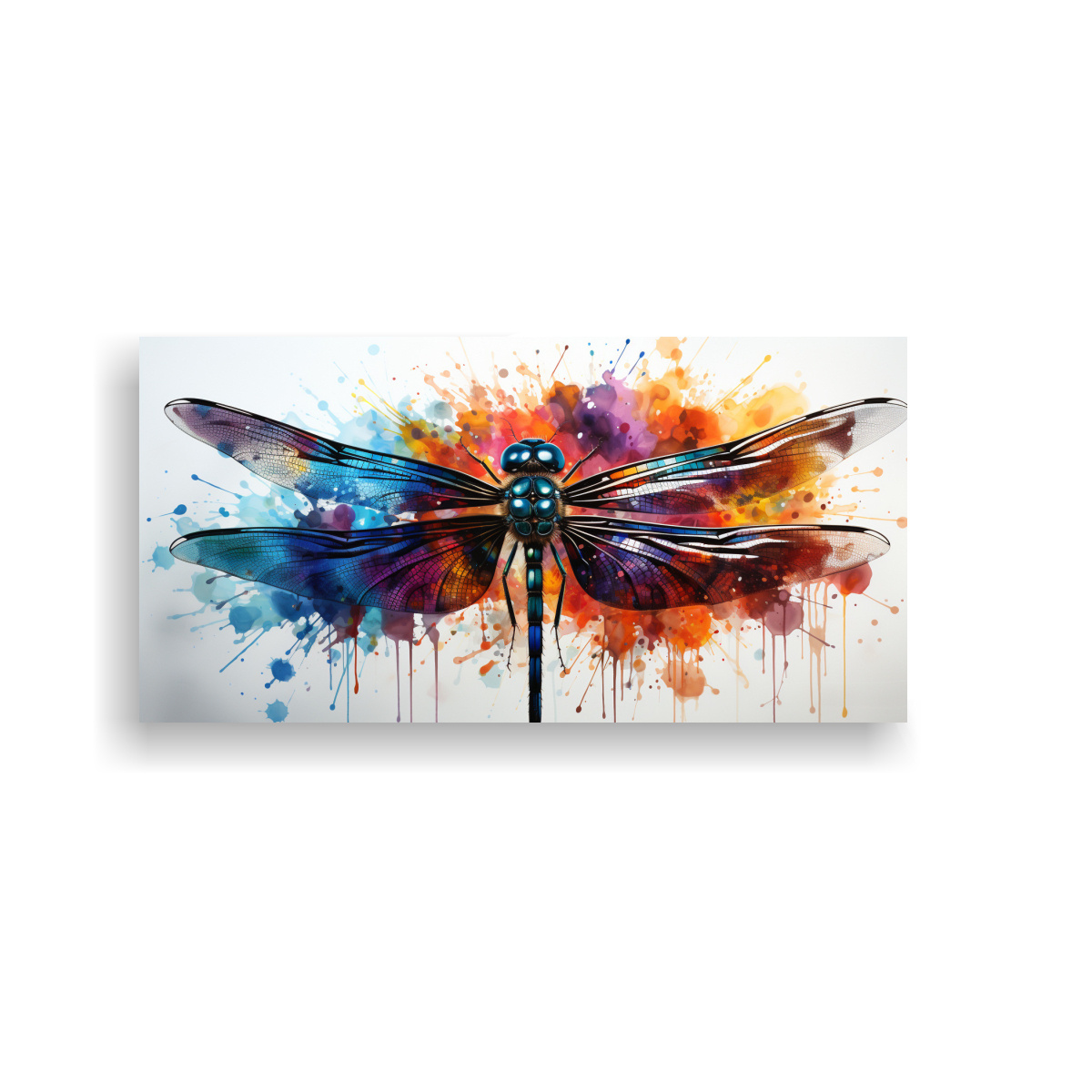 PINTURA DECORATIVA DE UNA LIBÉLULA EN COLORES 80X40 CM - 1